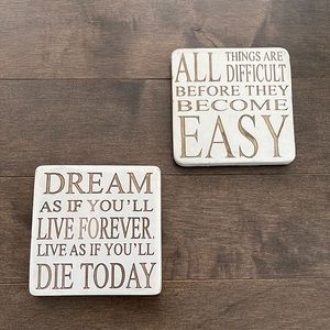✨Host Pick✨Inspirational Stone Quote Coasters, Wall Hangings, Beige Off White
